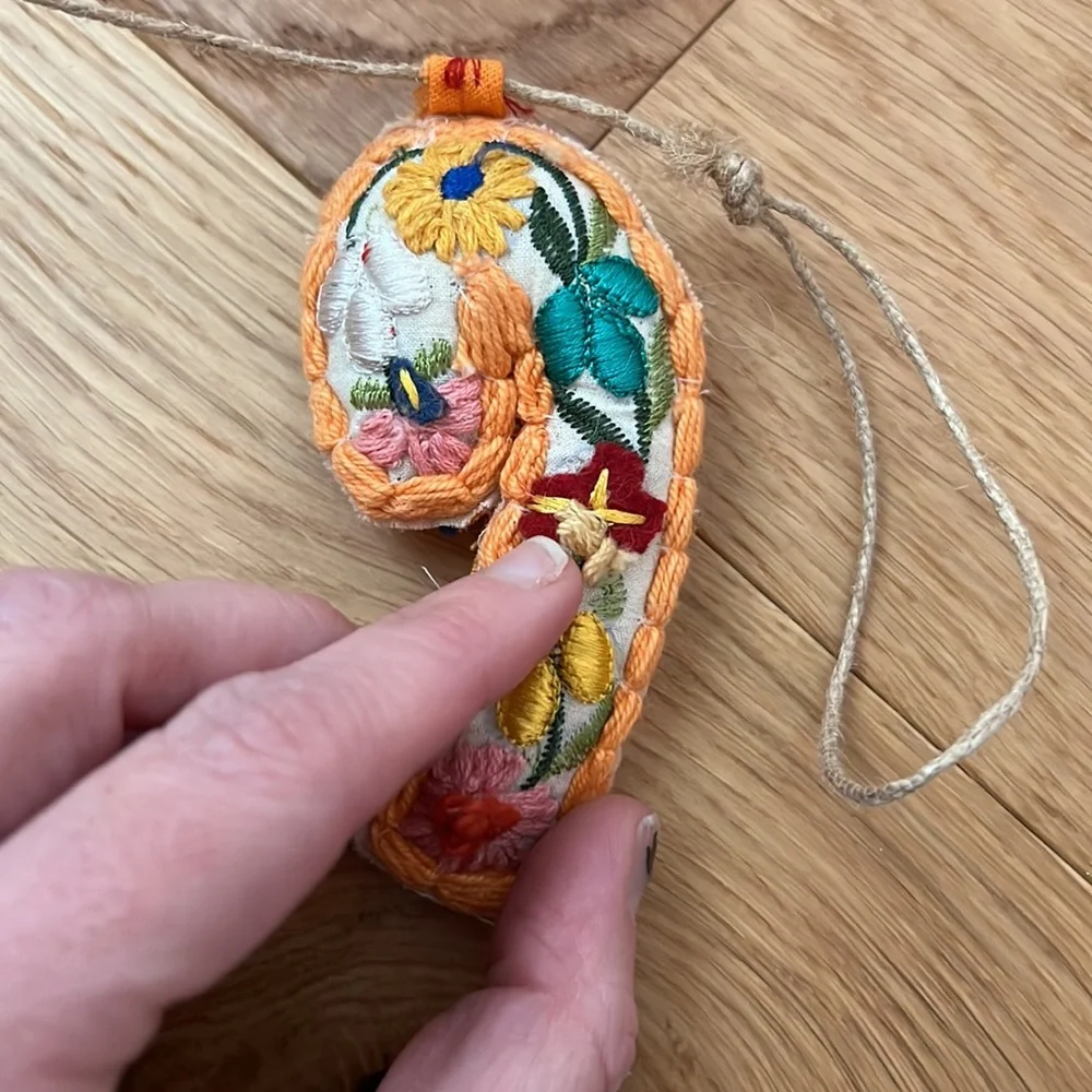 Bohemian Embroidered and Beaded Christmas Garland.